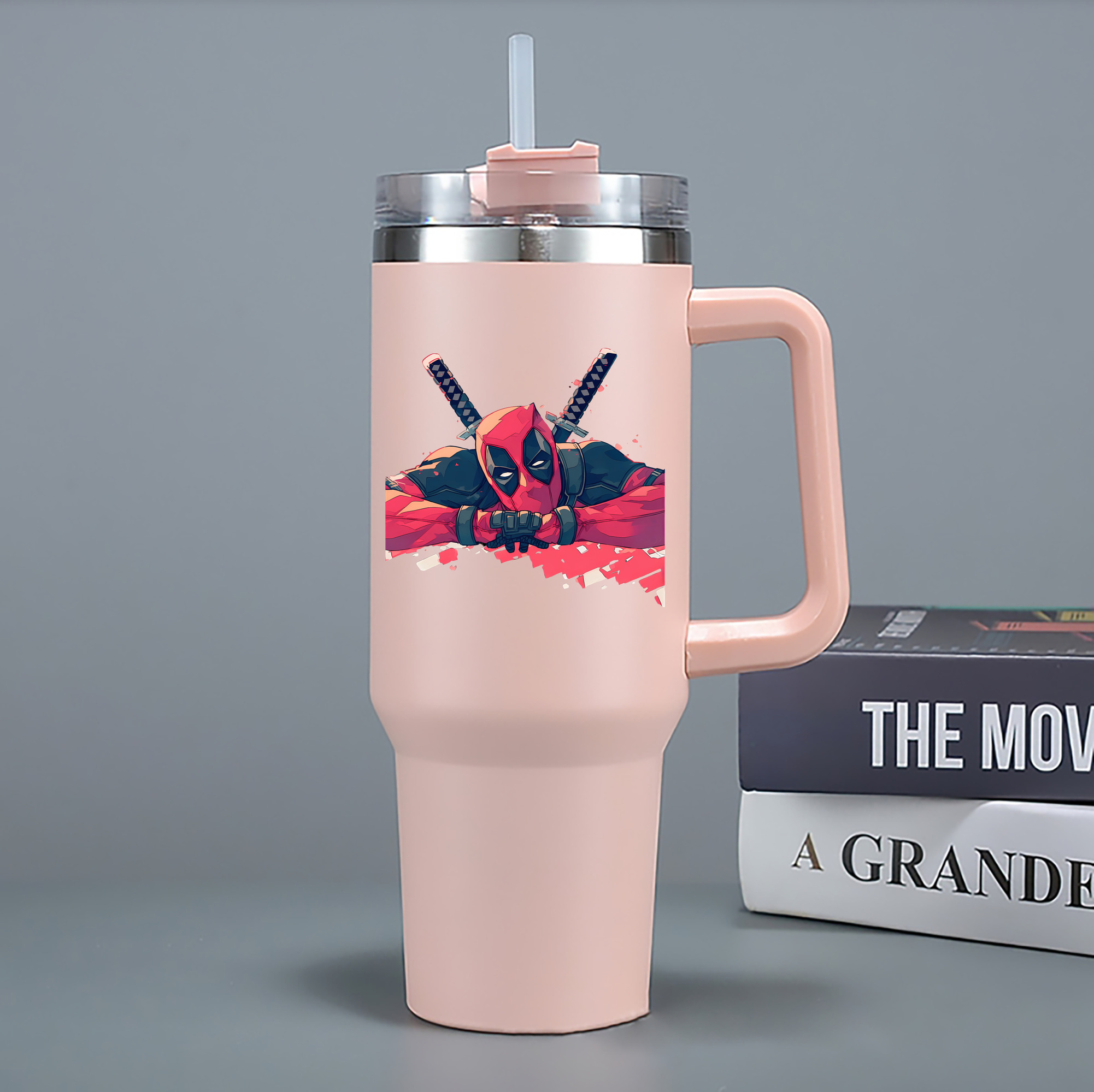 （画像用） Deadpool デッドプール 1200mL車用タンブラー - クリスタルステッカー（プラスチックストロー付き）